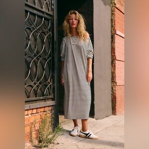 Free People Beach Tivoli Maxi Dress White w/ Black Stripe Oversized S